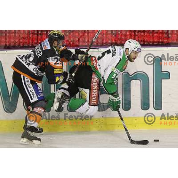 Hotham in action during ice-hockey match Tilia Olimpija- EC Moser Medical Graz in round 2 of EBEL league, played in Hala Tivoli, Ljubljana, Slovenia on September 15,2011 