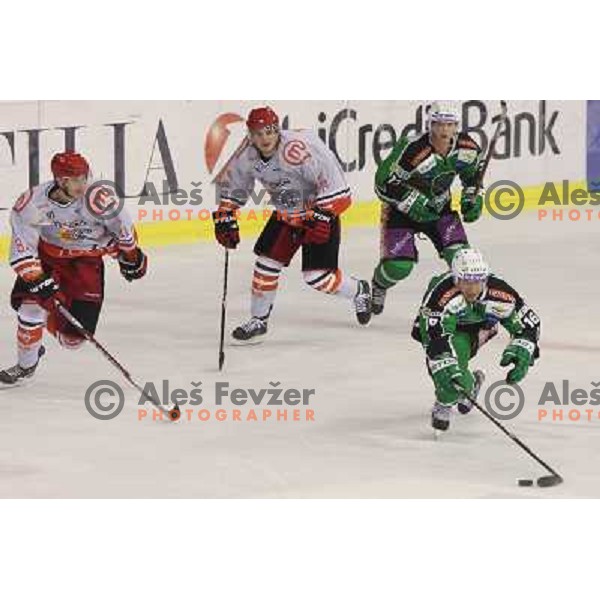 action during ice-hockey match Tilia Olimpija- Acroni Jesenice in round 3 of EBEL league, played in Hala Tivoli, Ljubljana, Slovenia on September 16, 2011 