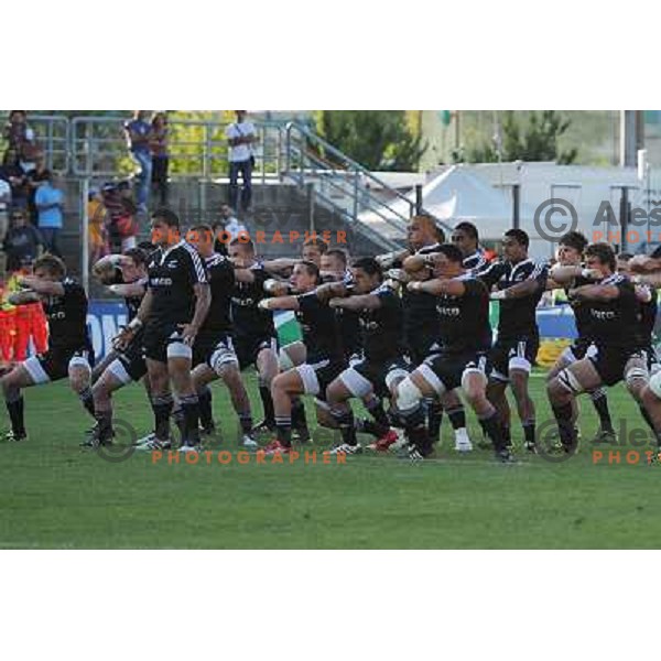 Team New Zealand perform haka before the Final of IRB Junior World Championship in Padova, Italy on June 26, 2011 