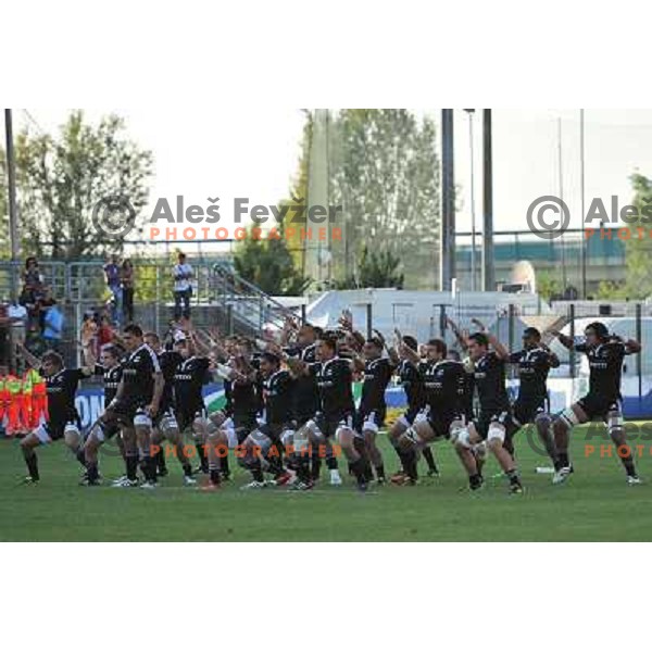 Team New Zealand perform haka before the Final of IRB Junior World Championship in Padova, Italy on June 26, 2011 
