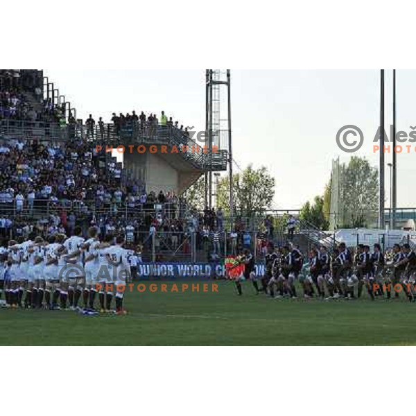 Team New Zealand perform haka before the Final of IRB Junior World Championship in Padova, Italy on June 26, 2011 