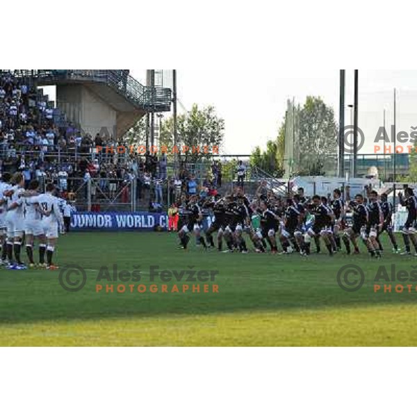 Team New Zealand perform haka before the Final of IRB Junior World Championship in Padova, Italy on June 26, 2011 