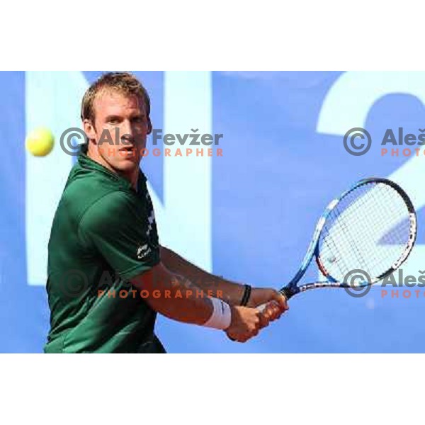 Grega Zemlja of Slovenia in action during round 1 of BMW Ljubljana Open, ATP Challenger played at ZAK Ljubljana on September 20, 2011 