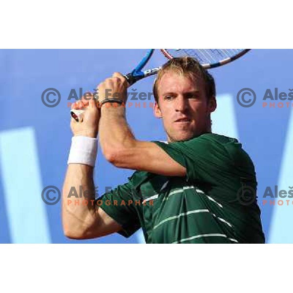 Grega Zemlja of Slovenia in action during round 1 of BMW Ljubljana Open, ATP Challenger played at ZAK Ljubljana on September 20, 2011 