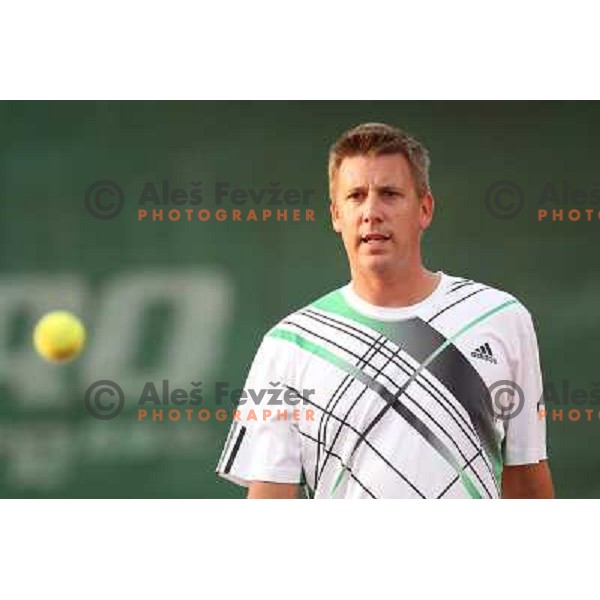 Blaz Jarc of Slovenia in action during doubles first round of BMW Ljubljana Open, ATP Challenger played at ZAK Ljubljana, Slovenia on September 20, 2011 