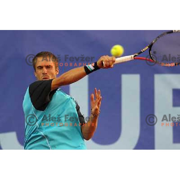 Dino Marcan of Croatia in action during first round of BMW Ljubljana Open, ATP Challenger played at ZAK Ljubljana, Slovenia on September 20, 2011 
