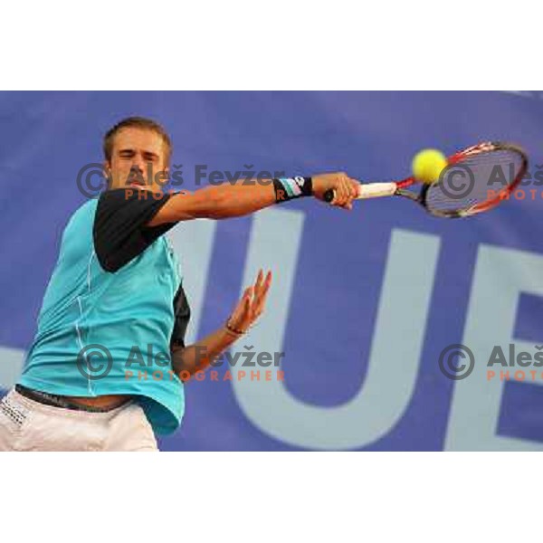 Dino Marcan of Croatia in action during first round of BMW Ljubljana Open, ATP Challenger played at ZAK Ljubljana, Slovenia on September 20, 2011 