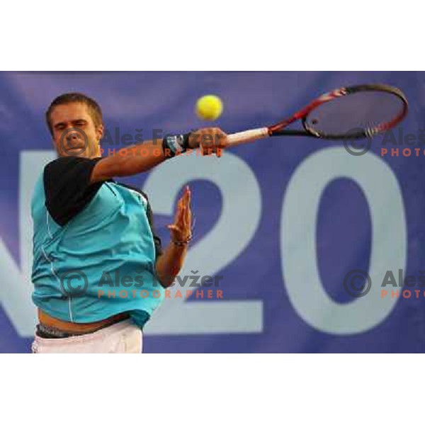 Dino Marcan of Croatia in action during first round of BMW Ljubljana Open, ATP Challenger played at ZAK Ljubljana, Slovenia on September 20, 2011 