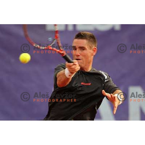 Gregor Krusic of Slovenia in action during doubles first round of BMW Ljubljana Open, ATP Challenger played at ZAK Ljubljana, Slovenia on September 20, 2011 