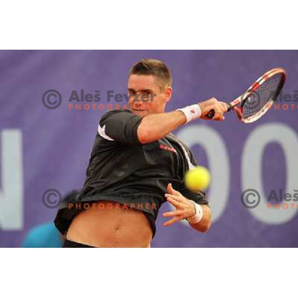 Gregor Krusic of Slovenia in action during doubles first round of BMW Ljubljana Open, ATP Challenger played at ZAK Ljubljana, Slovenia on September 20, 2011 