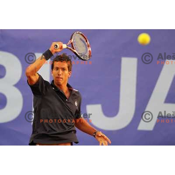 Aljaz Bedene of Slovenia in action during first round of BMW Ljubljana Open, ATP Challenger played at ZAK Ljubljana, Slovenia on September 20, 2011 