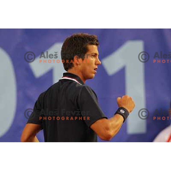 Aljaz Bedene of Slovenia in action during first round of BMW Ljubljana Open, ATP Challenger played at ZAK Ljubljana, Slovenia on September 20, 2011 