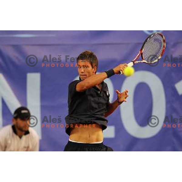 Aljaz Bedene of Slovenia in action during first round of BMW Ljubljana Open, ATP Challenger played at ZAK Ljubljana, Slovenia on September 20, 2011 