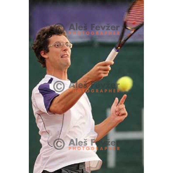 Miha Mlakar of Slovenia in action during doubles first round of BMW Ljubljana Open, ATP Challenger played at ZAK Ljubljana, Slovenia on September 20, 2011 