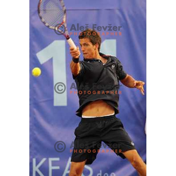Aljaz Bedene of Slovenia in action during first round of BMW Ljubljana Open, ATP Challenger played at ZAK Ljubljana, Slovenia on September 20, 2011 