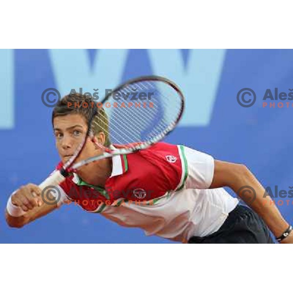 Aljaz Bedene in action during doubles second round at BMW Ljubljana Open, ATP Challenger played at ZAK Ljubljana, Slovenia on September 21, 2011 