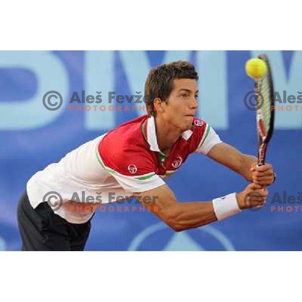 Aljaz Bedene in action during doubles second round at BMW Ljubljana Open, ATP Challenger played at ZAK Ljubljana, Slovenia on September 21, 2011 