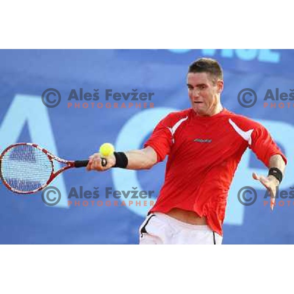 Gregor Krusic of Slovenia in action during doubles second round at BMW Ljubljana Open, ATP Challenger played at ZAK Ljubljana, Slovenia on September 21, 2011 