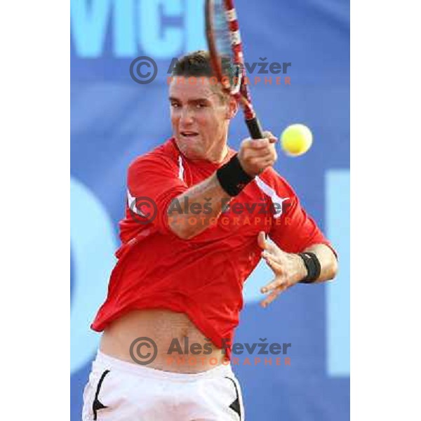 Gregor Krusic of Slovenia in action during doubles second round at BMW Ljubljana Open, ATP Challenger played at ZAK Ljubljana, Slovenia on September 21, 2011 