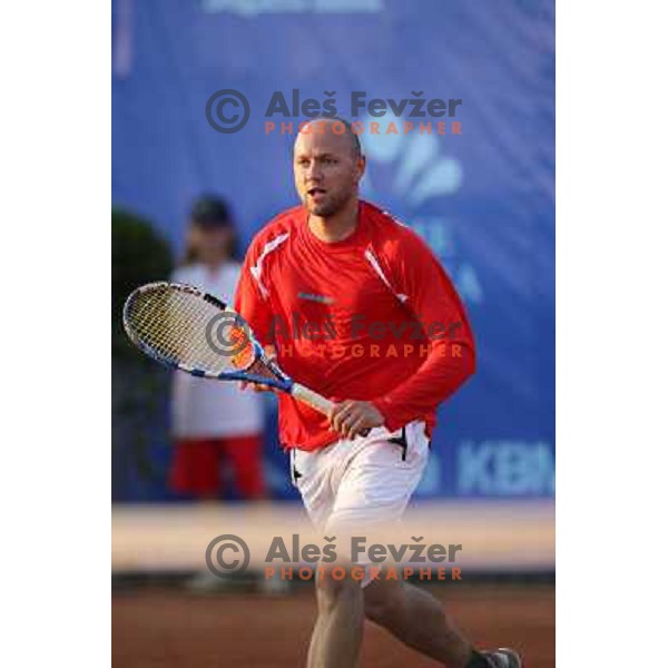 Andrej Krasevec of Slovenia in action during doubles second round at BMW Ljubljana Open, ATP Challenger played at ZAK Ljubljana, Slovenia on September 21, 2011 