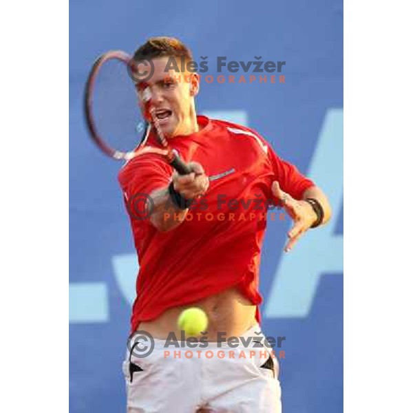 Gregor Krusic of Slovenia in action during doubles second round at BMW Ljubljana Open, ATP Challenger played at ZAK Ljubljana, Slovenia on September 21, 2011 