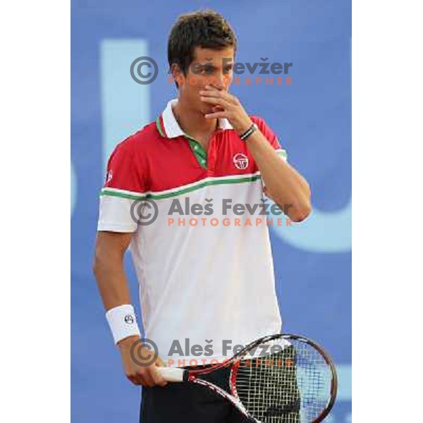 Aljaz Bedene in action during doubles second round at BMW Ljubljana Open, ATP Challenger played at ZAK Ljubljana, Slovenia on September 21, 2011 