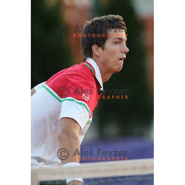 Aljaz Bedene in action during doubles second round at BMW Ljubljana Open, ATP Challenger played at ZAK Ljubljana, Slovenia on September 21, 2011 