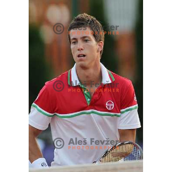 Aljaz Bedene in action during doubles second round at BMW Ljubljana Open, ATP Challenger played at ZAK Ljubljana, Slovenia on September 21, 2011 