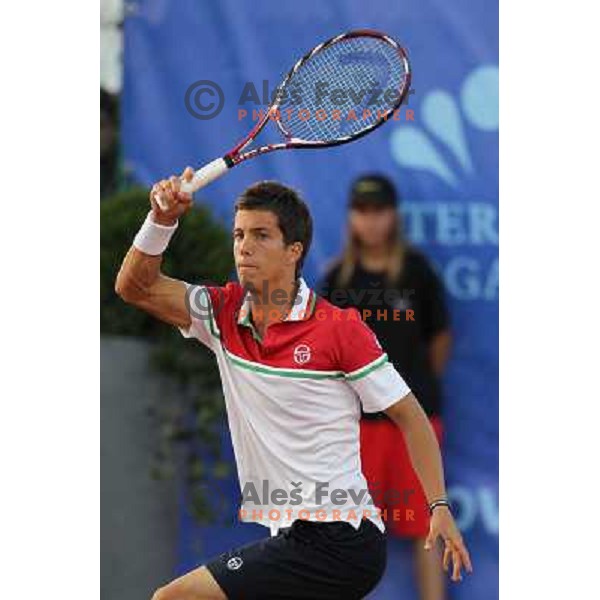 Aljaz Bedene in action during doubles second round at BMW Ljubljana Open, ATP Challenger played at ZAK Ljubljana, Slovenia on September 21, 2011 