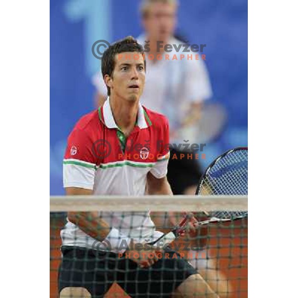 Aljaz Bedene in action during doubles second round at BMW Ljubljana Open, ATP Challenger played at ZAK Ljubljana, Slovenia on September 21, 2011 