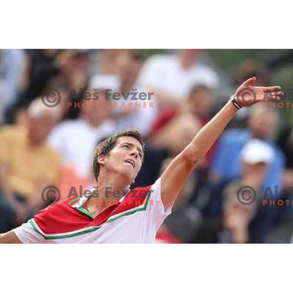 Aljaz Bedene of Slovenia in action during second round at BMW Ljubljana Open, ATP Challenger played at ZAK Ljubljana, Slovenia on September 21, 2011 