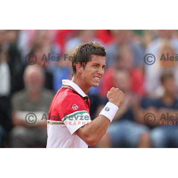 Aljaz Bedene of Slovenia in action during second round at BMW Ljubljana Open, ATP Challenger played at ZAK Ljubljana, Slovenia on September 21, 2011 