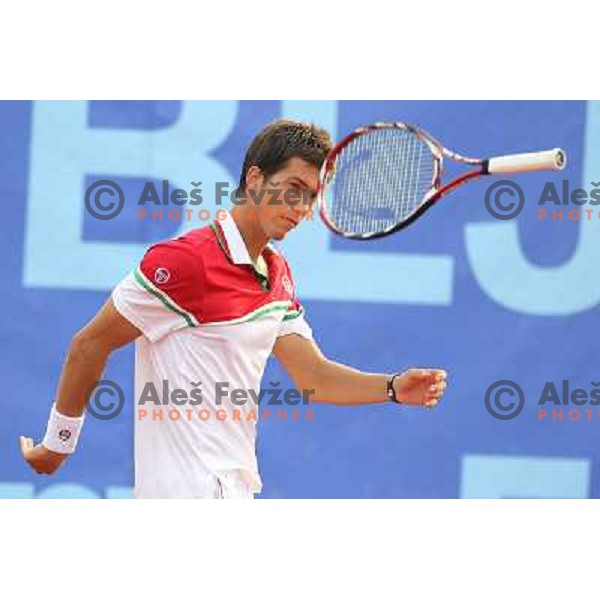 Aljaz Bedene of Slovenia in action during second round at BMW Ljubljana Open, ATP Challenger played at ZAK Ljubljana, Slovenia on September 21, 2011 