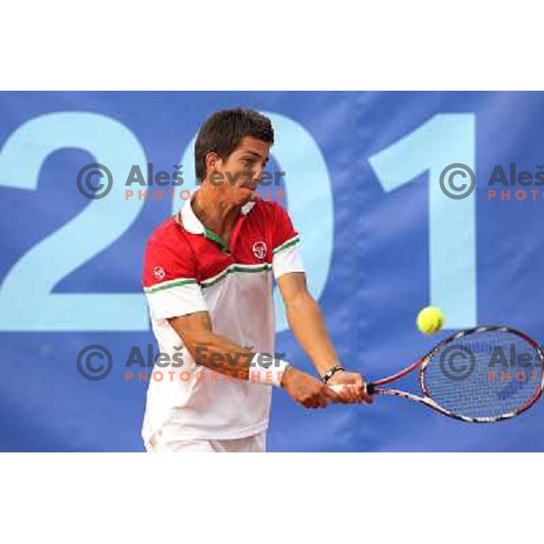 Aljaz Bedene of Slovenia in action during second round at BMW Ljubljana Open, ATP Challenger played at ZAK Ljubljana, Slovenia on September 21, 2011 