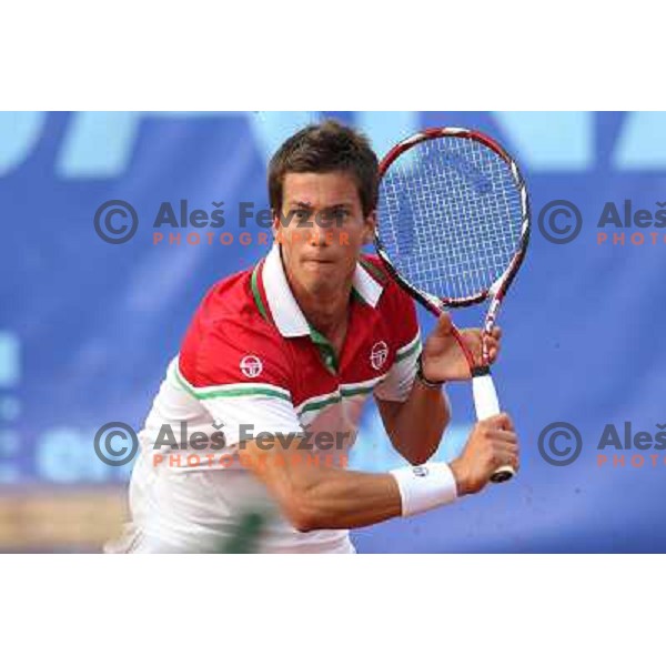 Aljaz Bedene of Slovenia in action during second round at BMW Ljubljana Open, ATP Challenger played at ZAK Ljubljana, Slovenia on September 21, 2011 