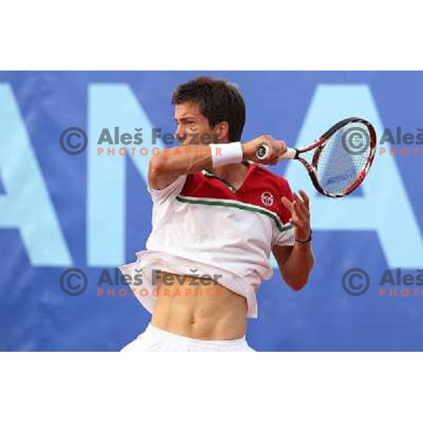 Aljaz Bedene of Slovenia in action during second round at BMW Ljubljana Open, ATP Challenger played at ZAK Ljubljana, Slovenia on September 21, 2011 