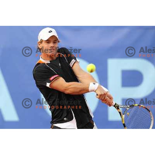 Blaz Kavcic of Slovenia in action during second round at BMW Ljubljana Open, ATP Challenger played at ZAK Ljubljana, Slovenia on September 21, 2011 