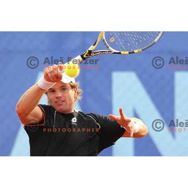 Blaz Kavcic of Slovenia in action during second round at BMW Ljubljana Open, ATP Challenger played at ZAK Ljubljana, Slovenia on September 21, 2011 