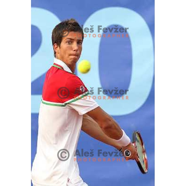 Aljaz Bedene of Slovenia in action during second round at BMW Ljubljana Open, ATP Challenger played at ZAK Ljubljana, Slovenia on September 21, 2011 
