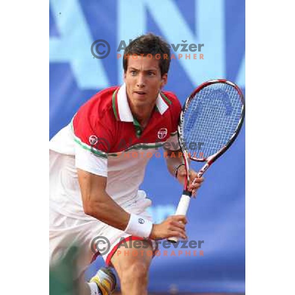 Aljaz Bedene of Slovenia in action during second round at BMW Ljubljana Open, ATP Challenger played at ZAK Ljubljana, Slovenia on September 21, 2011 