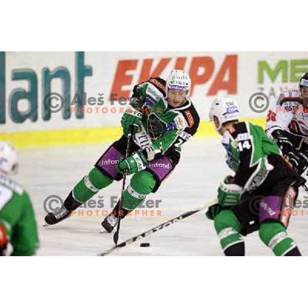 Damjan Dervaric of Tilia Olimpija in action during ice-hockey match Tilia Olimpija-Orli Znojmo in round 5 of Ebel league, played in Hala Tivoli, Ljubljana, Slovenia on September 23,2011 