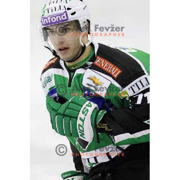 Bostjan Golicic of Tilia Olimpija in action during ice-hockey match Tilia Olimpija-Orli Znojmo in round 5 of Ebel league, played in Hala Tivoli, Ljubljana, Slovenia on September 23,2011 