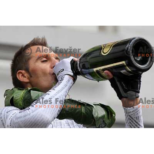 Gorazd Stangelj of Slovenia finished his professional cycling carrier winning the race in front of his fans in Novo Mesto, Slovenia on October 9, 2011. In past 20 years he was racing for Krka, Moblivetta,Liquigas, Fassa Bortolo,Saeco, Lampre and Astana. 