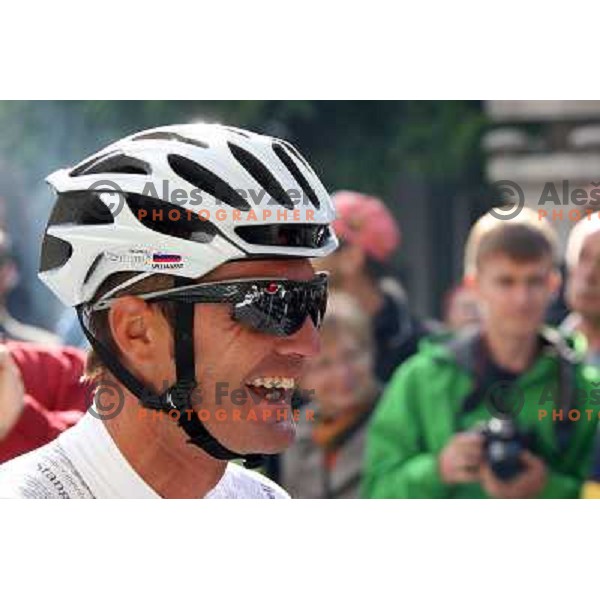 Gorazd Stangelj of Slovenia finished his professional cycling carrier winning the race in front of his fans in Novo Mesto, Slovenia on October 9, 2011. In past 20 years he was racing for Krka, Moblivetta,Liquigas, Fassa Bortolo,Saeco, Lampre and Astana. 
