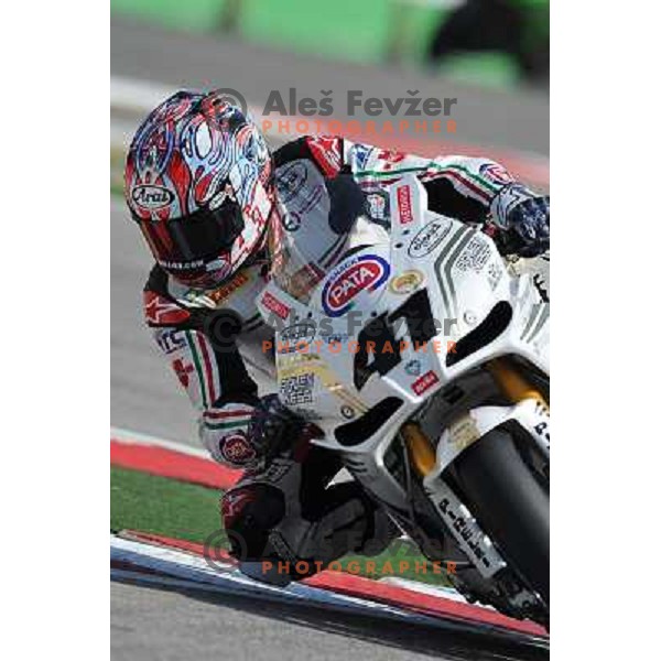 Haga (JPN) racing at Superbike FIM World Championships race at Enzo and Dino Ferrari Circuit in Imola, Italy on September 25,2011 