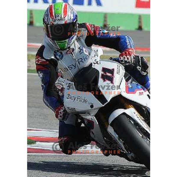 Troy Corser (AUS) racing at Superbike FIM World Championships race at Enzo and Dino Ferrari Circuit in Imola, Italy on September 25,2011 