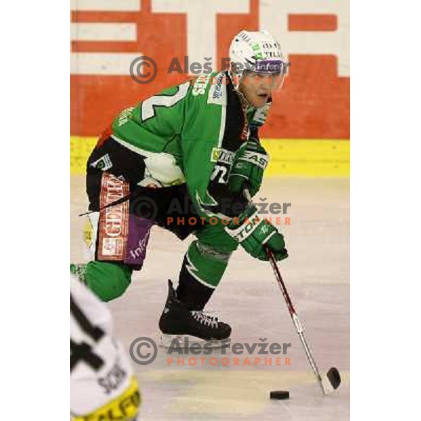 John Hughes of Tilia Olimpija in action during EBEL league regular season ice-hockey game in round 15 between Tilia Olimpija and EHC Liwset Linz, played in Hala Tivoli, Ljubljana, Slovenia on October 25, 2011 