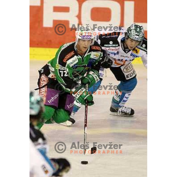 John Hughes of Tilia Olimpija in action during EBEL league regular season ice-hockey game in round 15 between Tilia Olimpija and EHC Liwset Linz, played in Hala Tivoli, Ljubljana, Slovenia on October 25, 2011 