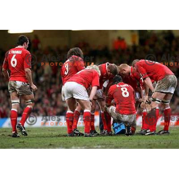 Wales team recovering at the pitch