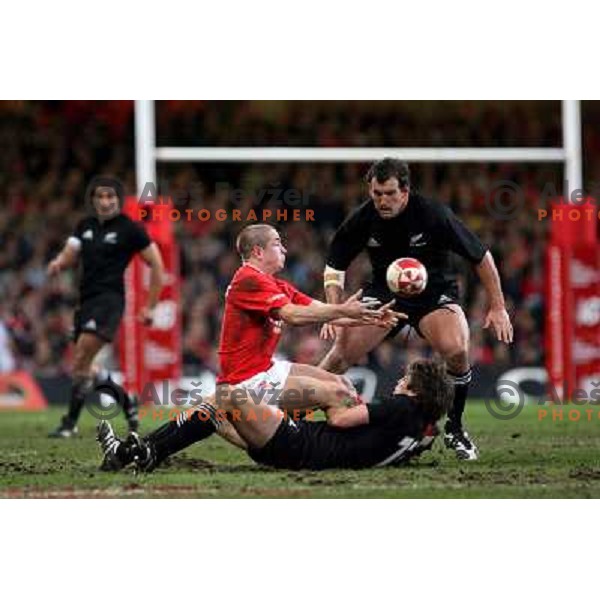 Conrad Smith tackling Shane Williams at rugby match between Wales and New Zealand at Millennium Stadium, Cardiff, Wales on November 25, 2006. New Zealand won 45:10